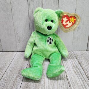 TY Beanie Kicks The Green Soccer Bear Plush 1998 Stuffed Animal Toy with Tag